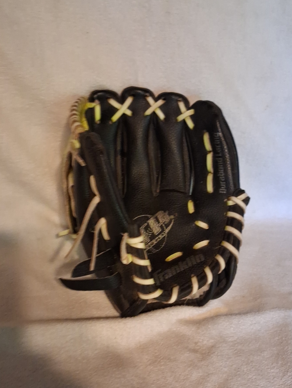 Franklin Black Baseball Glove with Cream Lacing T- Ball Glove